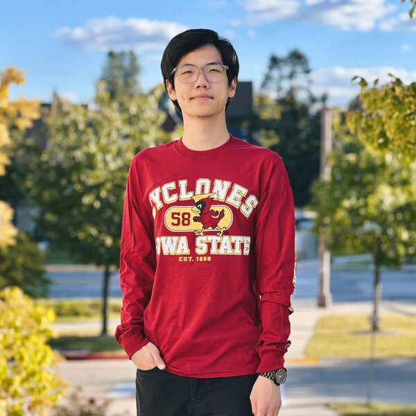 Champion Pennant Cy Cyclones Cardinal Long Sleeve T-Shirt | ISU Book Store (Was $34.99)